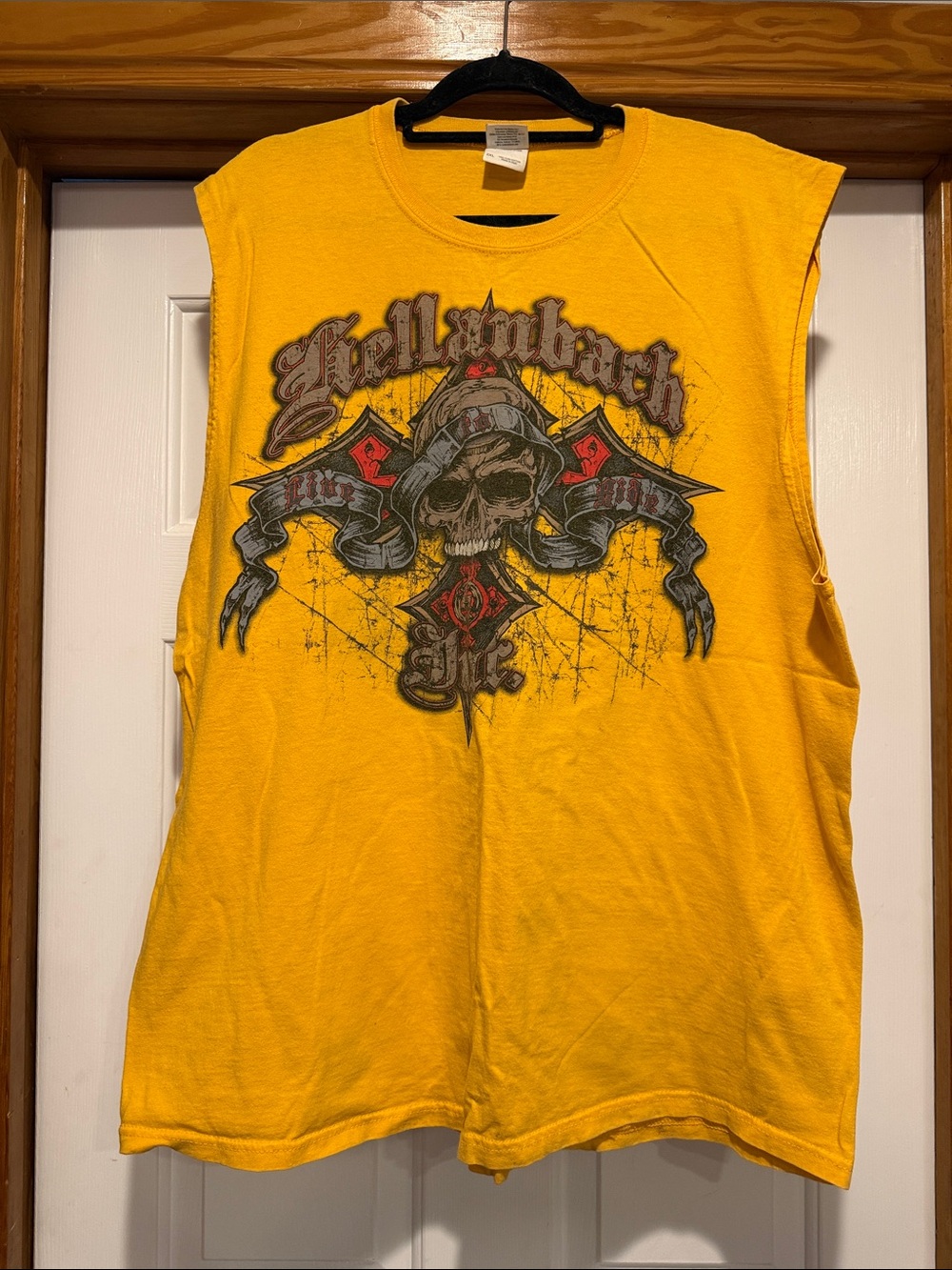 Gildan Bright Yellow Graphic Skull Tank Top